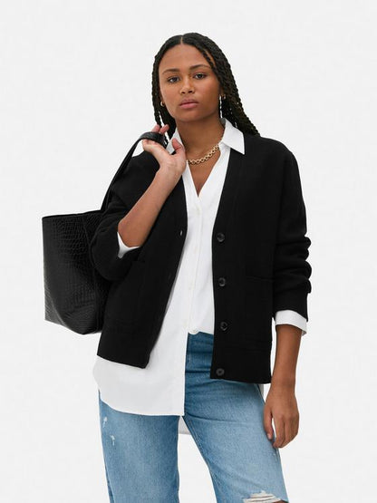 V-Neck Button-Up Cardigan