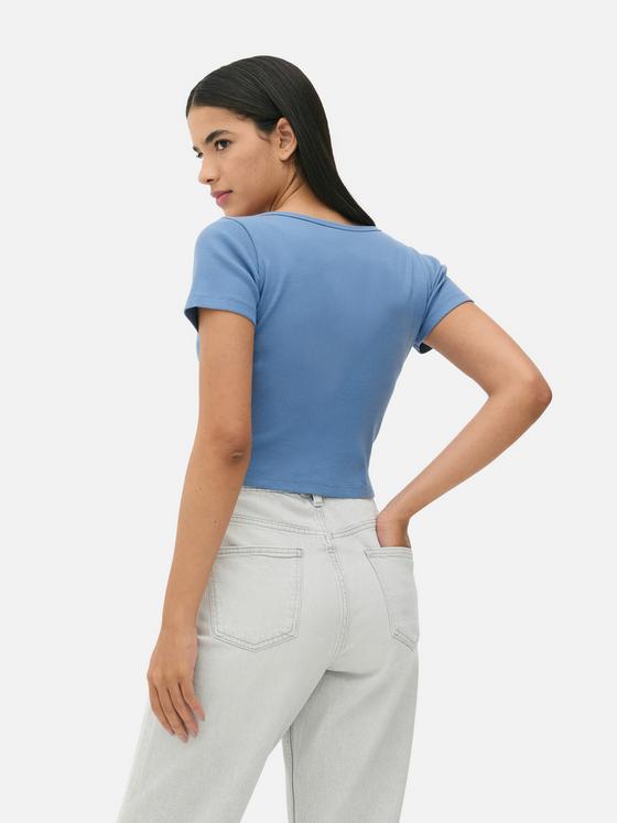 Ribbed Henley T-Shirt