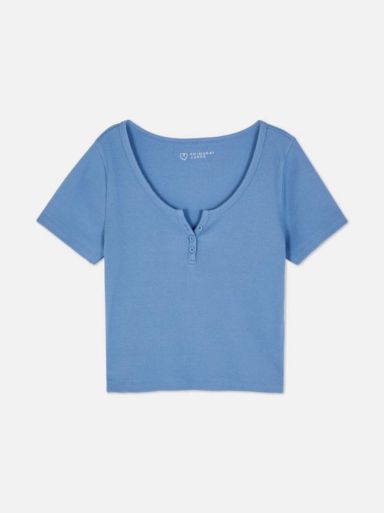 Ribbed Henley T-Shirt