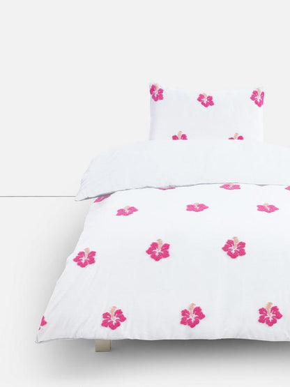 Tufted Hibiscus Single Duvet Cover Set