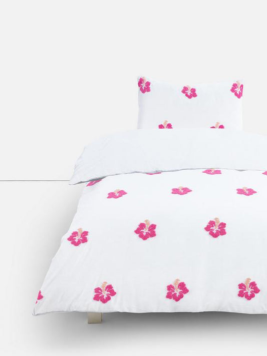 Tufted Hibiscus Single Duvet Cover Set