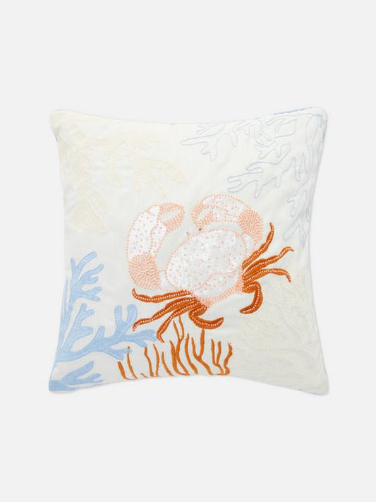 Embroidered Crab Cushion