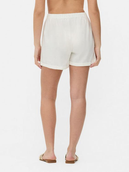 Cotton Blend Tie Shorts