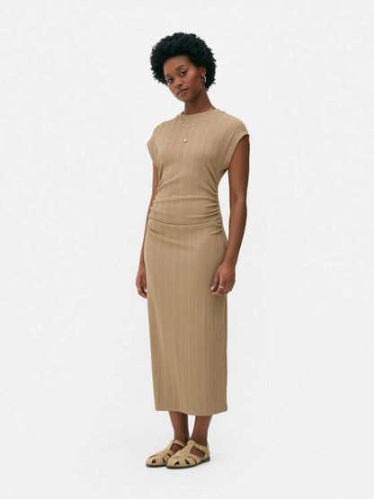 Ruched Rib Midi Dress