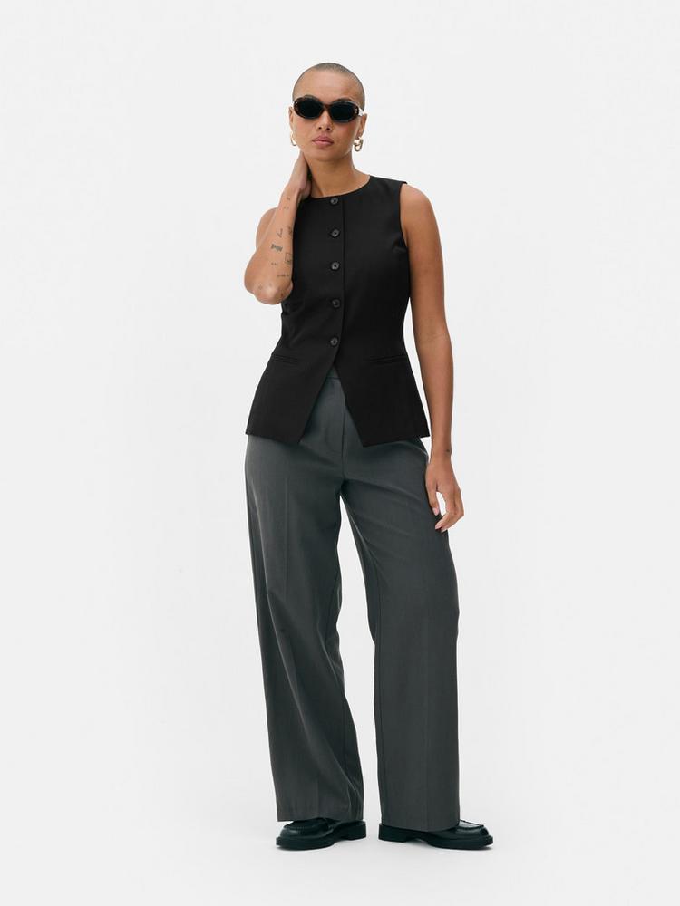 Crew Neck Longline Waistcoat