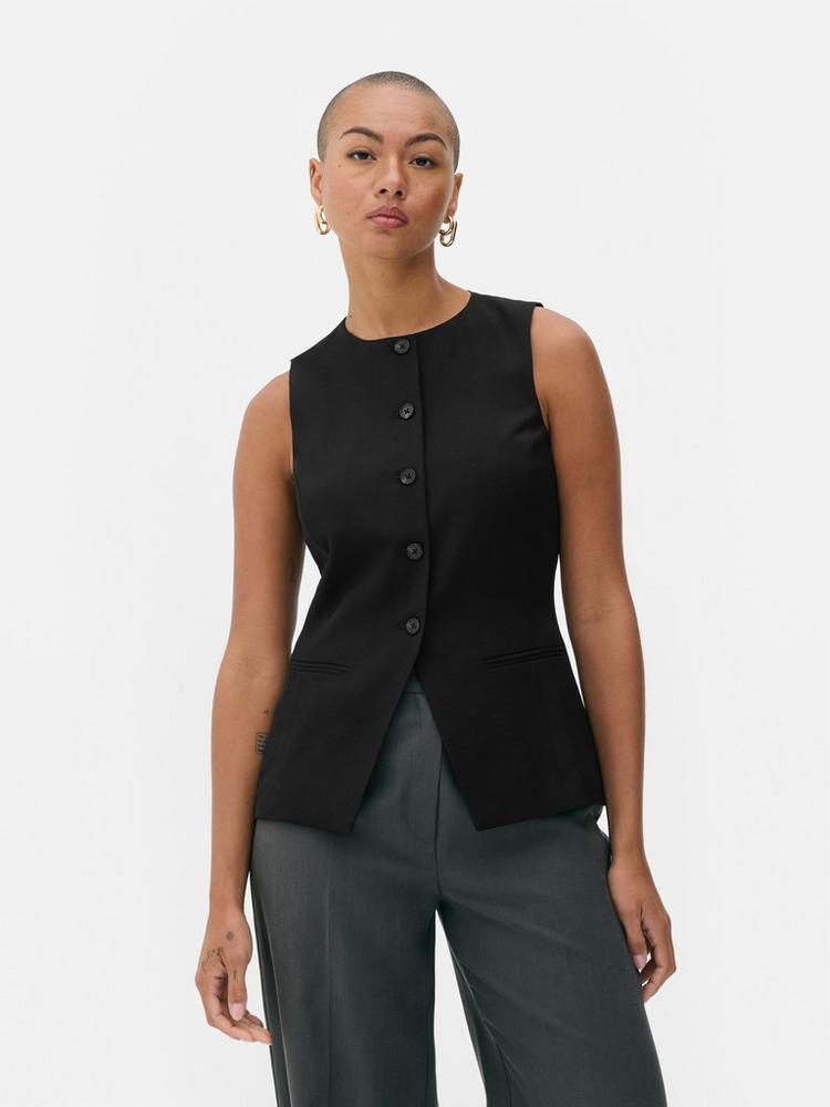 Crew Neck Longline Waistcoat