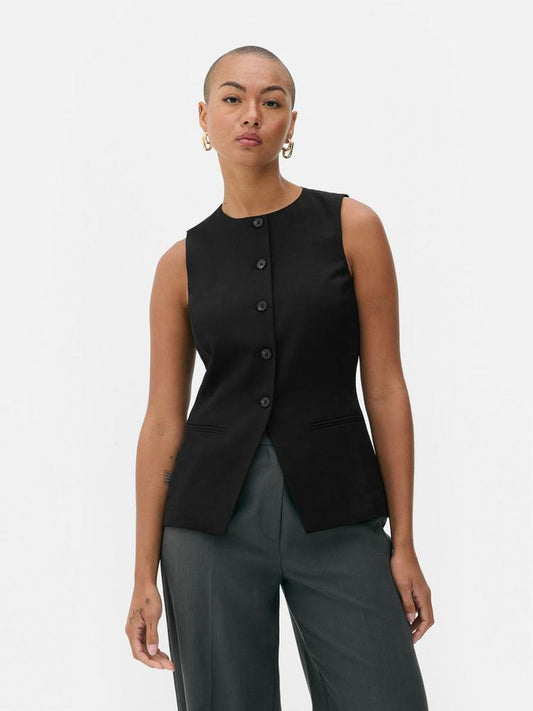Crew Neck Longline Waistcoat