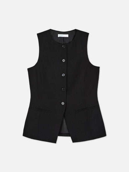 Crew Neck Longline Waistcoat