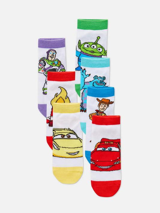 7pk Disney Character Graphic Trainer Socks