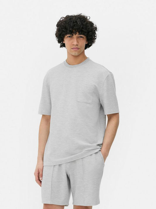 Textured Short Sleeved Tee with Chest Pocket