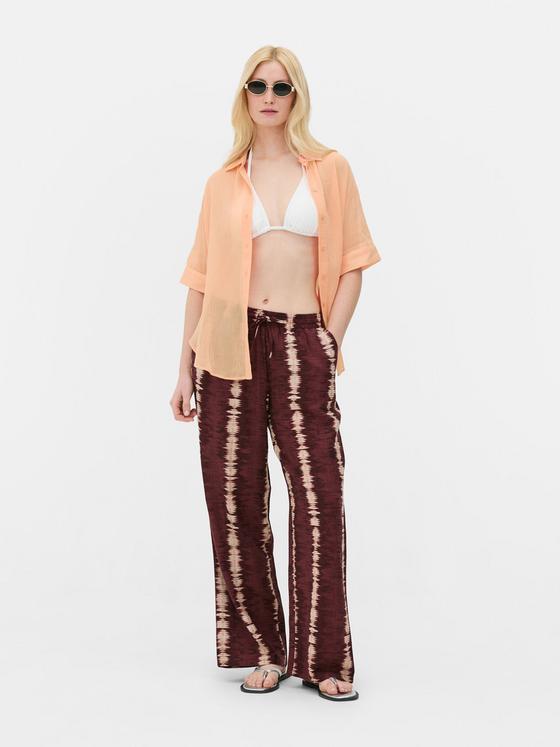 Crinkle Button-Up Beach Shirt