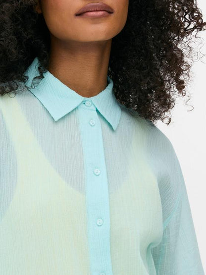 Crinkle Button-Up Beach Shirt