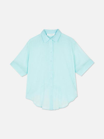 Crinkle Button-Up Beach Shirt