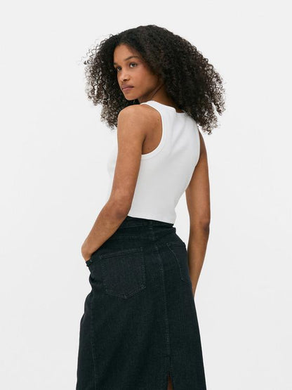Cropped Slogan Racer Back Vest