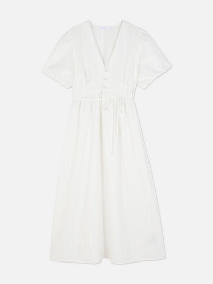 Textured Button Midi Dress
