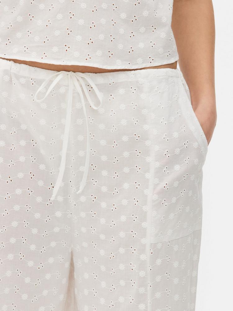 Broderie Wide Leg Pyjama Bottoms