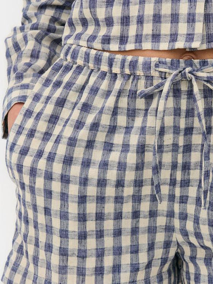 Gingham Check Drawstring Shorts