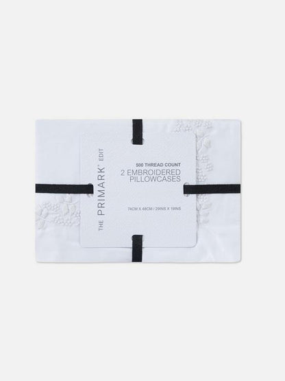 2pk The Edit 500 Thread Count Embroidered Pillowcases