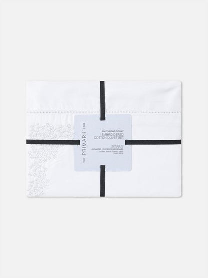 The Edit 500 Thread Count Embroidered Single Duvet Cover Set