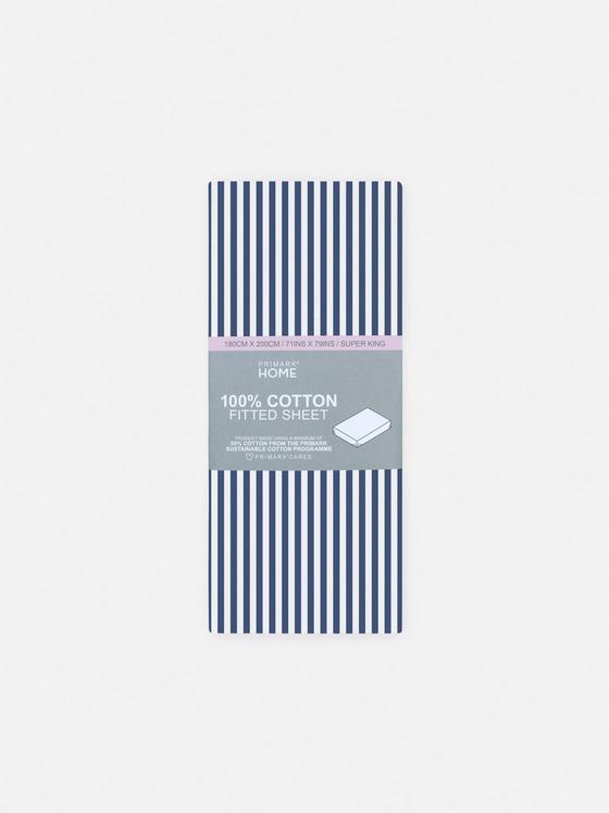 Super King Striped Fitted Sheet