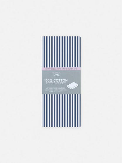 Super King Striped Fitted Sheet