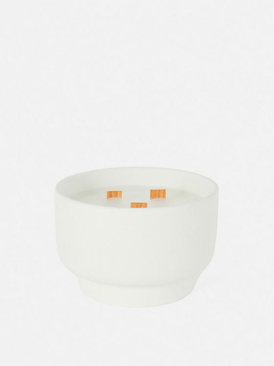 Three Wick Scented Candle In Ceramic Jar