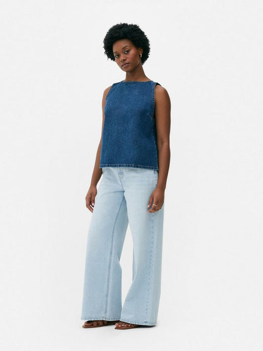 Denim Tie-Back Top
