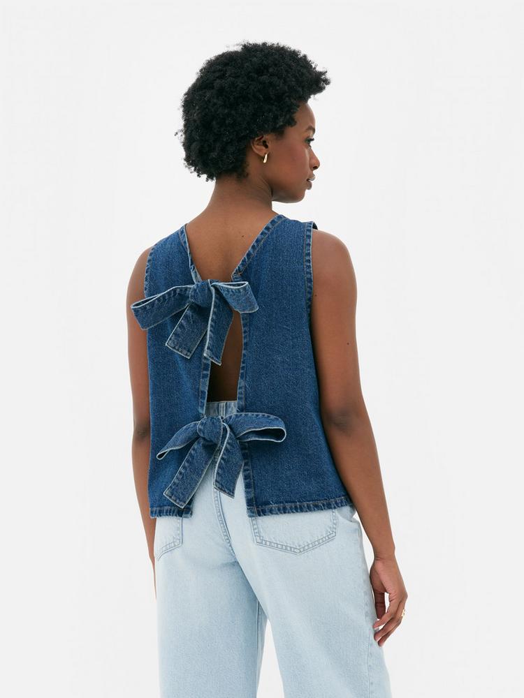 Denim Tie-Back Top