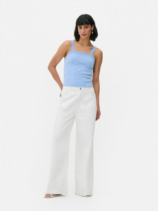 Pearl Square Neck Knitted Vest