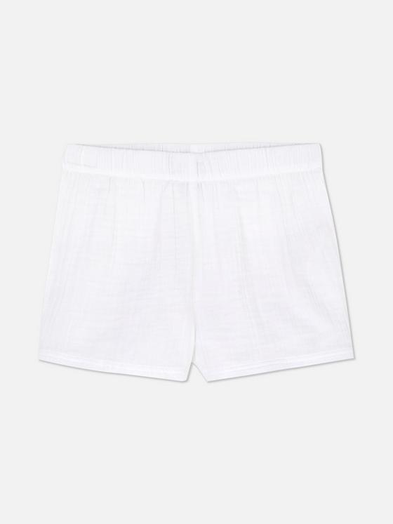 White Woven Pyjama Shorts