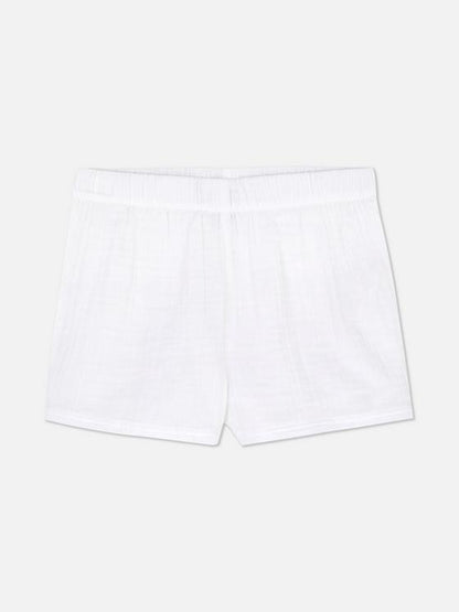 White Woven Pyjama Shorts