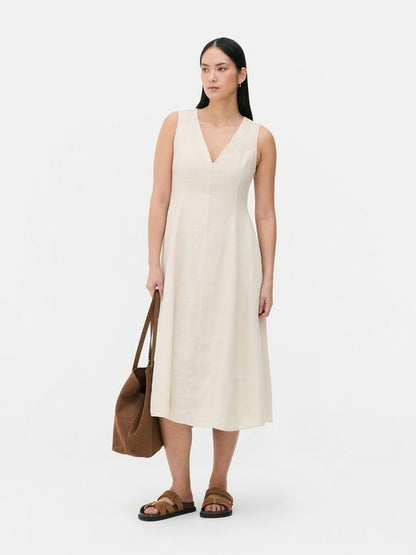 The Edit Sleeveless V-Neck Linen Dress