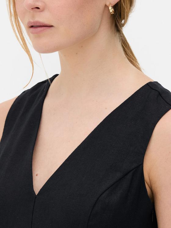 The Edit Sleeveless V-Neck Linen Dress
