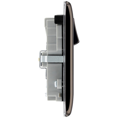 BG Black Nickel Double 13A 22W Raised slim Switched Screwed Socket with USB, x2 & Black inserts