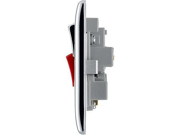 BG Chrome Cooker switch & socket with neon & White inserts