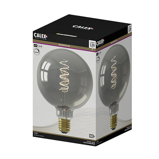 CALEX Flexible E27 4W 100lm 360° Smoke Globe Extra warm white LED Dimmable Filament Light bulb