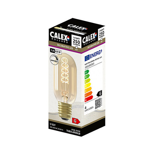 CALEX Gold Flex E27 4W 200lm 360° Amber Tube Extra warm white LED Dimmable Filament Light bulb