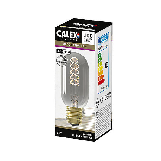 CALEX Titanium flex E27 4W 100lm 360° Smoke Tube Extra warm white LED Dimmable Filament Light bulb