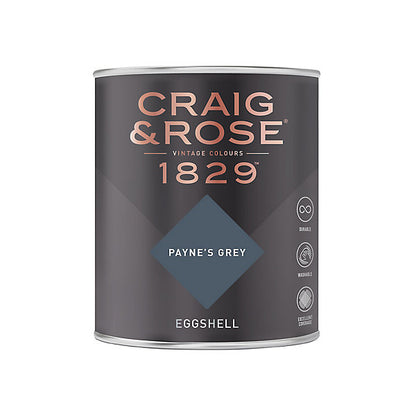 Craig & Rose 1829 Payne's Grey Eggshell Wall paint, 750ml