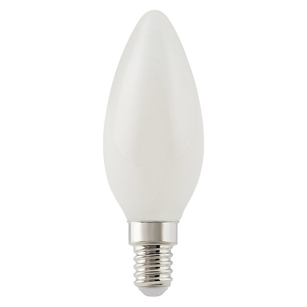 Diall 1.8W 250lm Milky Candle Warm white LED filament Light bulb, Pack of 6
