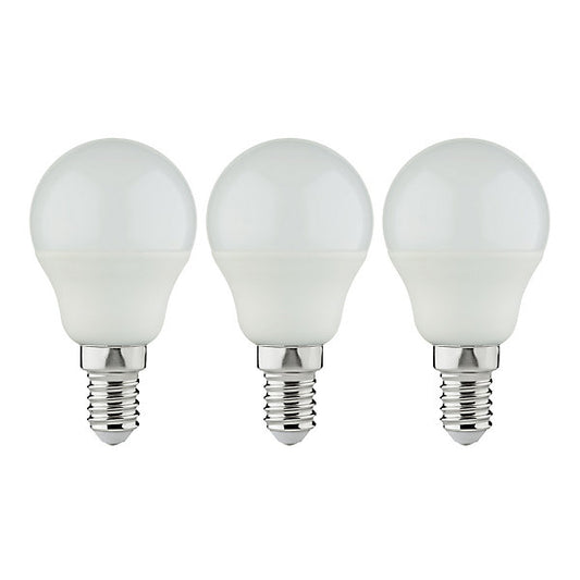 Diall 6.5W 806lm Frosted Mini globe Warm white LED Light bulb, Pack of 3