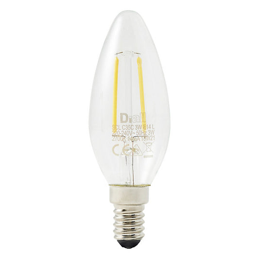 Diall E14 1.8W 250lm Clear Candle Warm white LED filament Light bulb