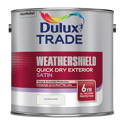 Dulux Trade Pure brilliant white Satinwood Exterior Protector Metal & wood paint, 2.5L