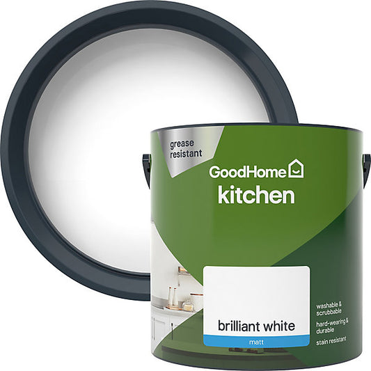 GoodHome Kitchen Brilliant white Matt Wall & ceiling Emulsion paint, 5L