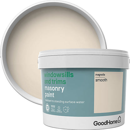 GoodHome Windowsills & trims Magnolia Smooth Matt Masonry paint, 2.5L