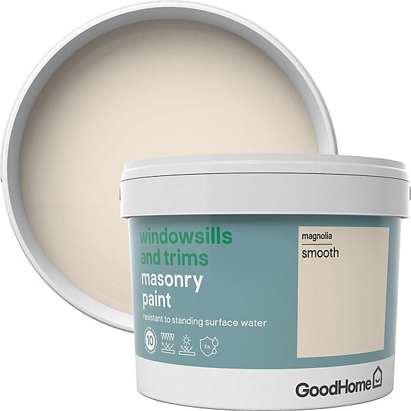 GoodHome Windowsills & trims Magnolia Smooth Matt Masonry paint, 2.5L