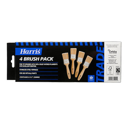 Harris Trade Emulsion & Gloss 2" Fine tip Comfort Interior Paint brush, Pack of 4