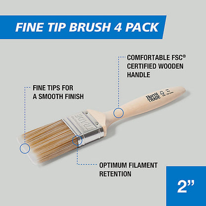 Harris Trade Emulsion & Gloss 2" Fine tip Comfort Interior Paint brush, Pack of 4