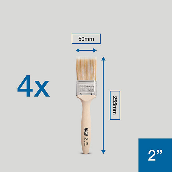 Harris Trade Emulsion & Gloss 2" Fine tip Comfort Interior Paint brush, Pack of 4