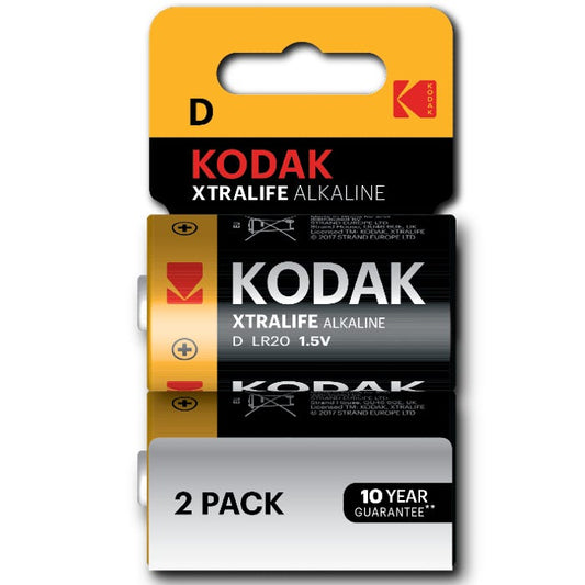 Kodak Xtralife Alkaline Batteries D (Pack of 2)